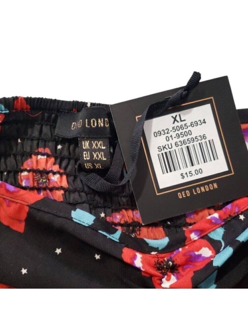 QED LONDON Black & Red Floral Print Womens Dress XL - Picture 4 of 5